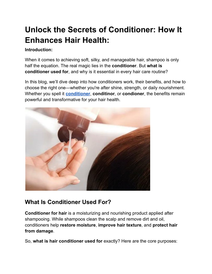 unlock the secrets of conditioner how it enhances n.w