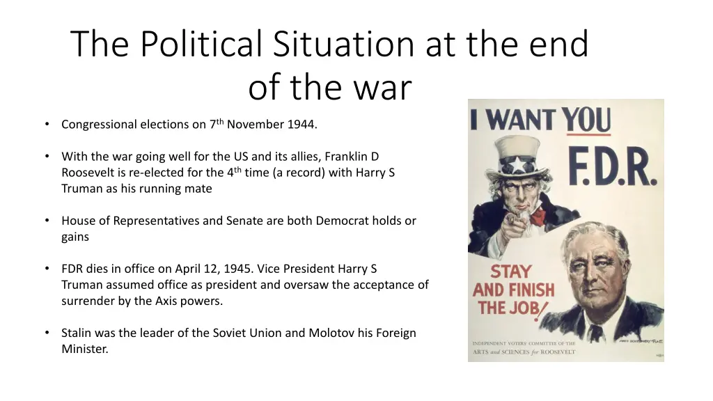 the political situation at the end of the war n.w