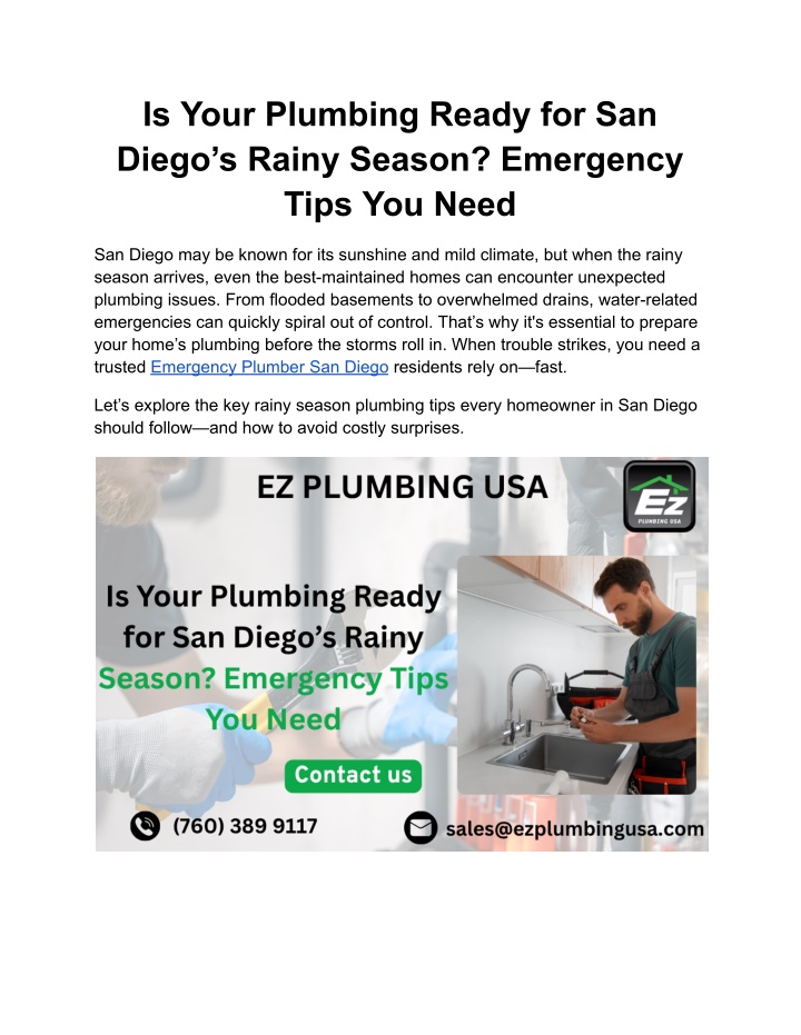 is your plumbing ready for san diego s rainy n.w