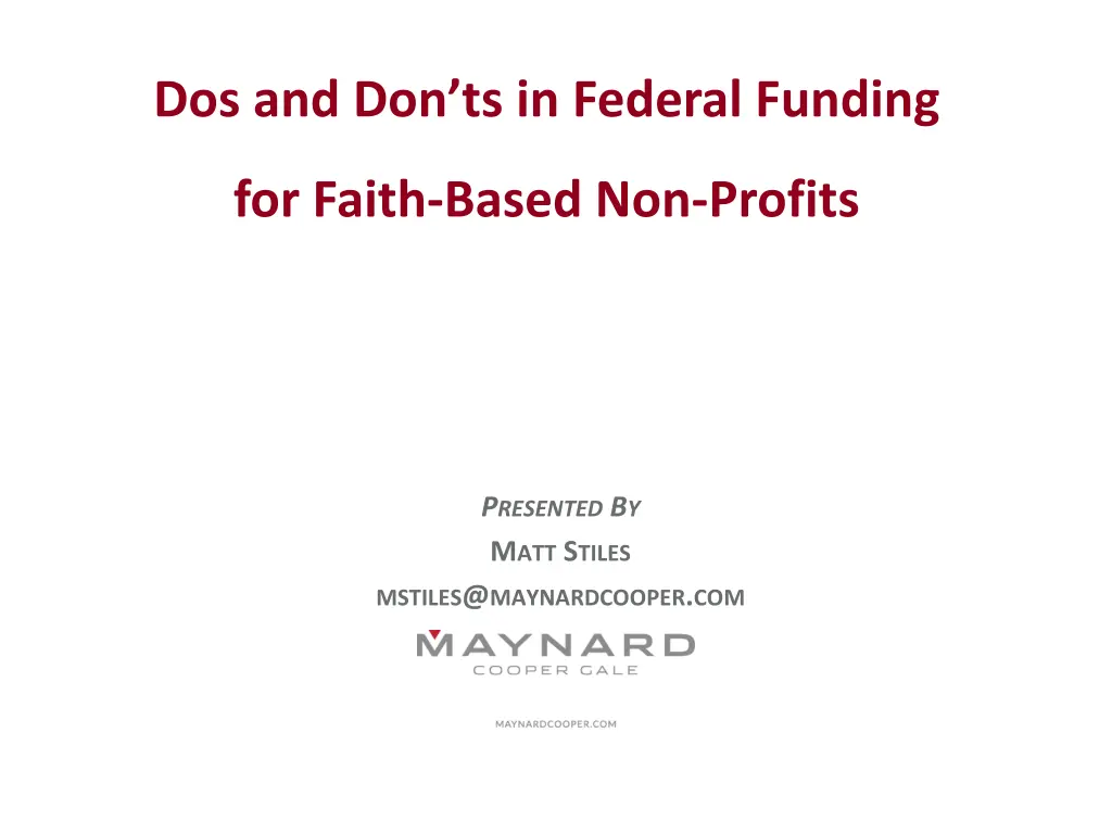 dos and don ts in federal funding n.w