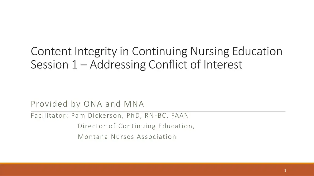 content integrity in continuing nursing education n.w