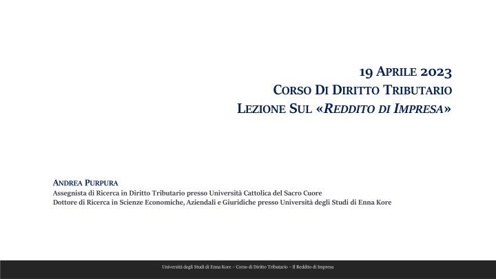 Course on Business Income in Tax Law with Andrea Purpura