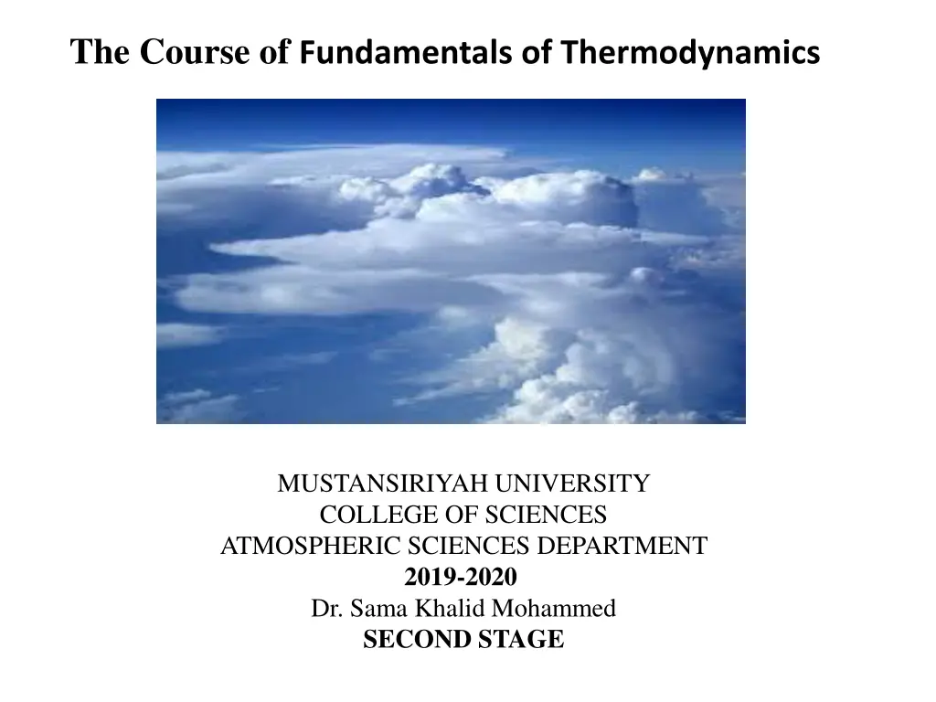 the course of fundamentals of thermodynamics n.w