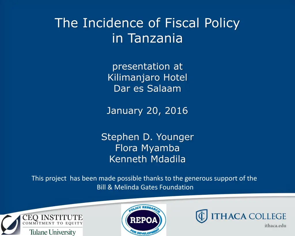 the incidence of fiscal policy in tanzania n.w