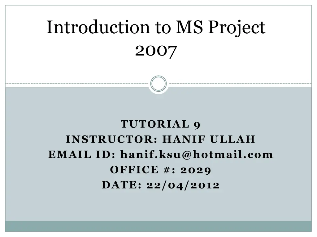 introduction to ms project 2007 n.w