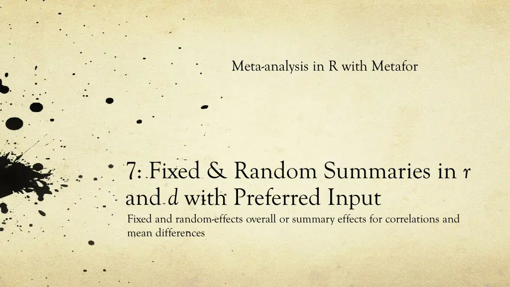 meta analysis in r with metafor n.w