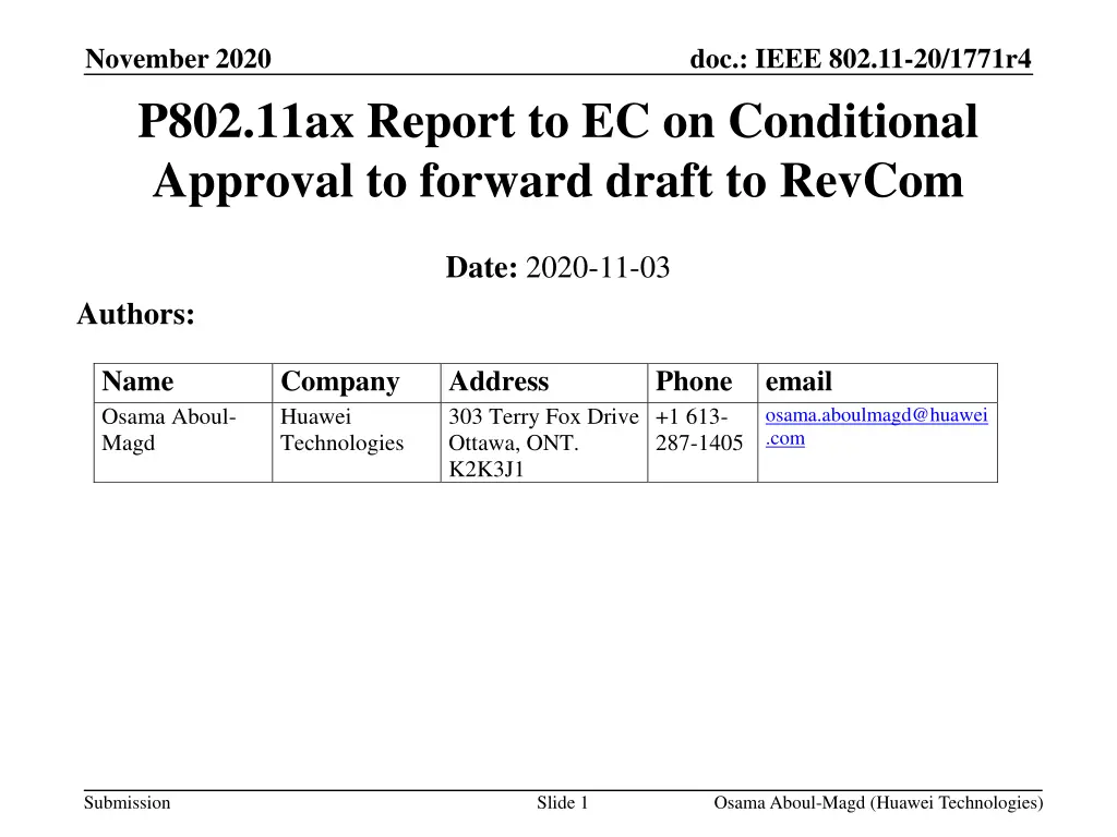 november 2020 p802 11ax report n.w