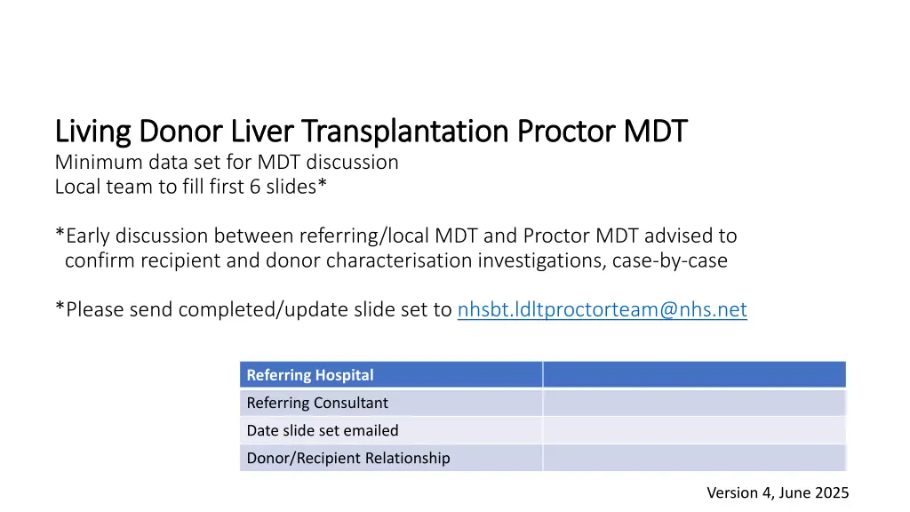 living donor liver transplantation proctor n.w