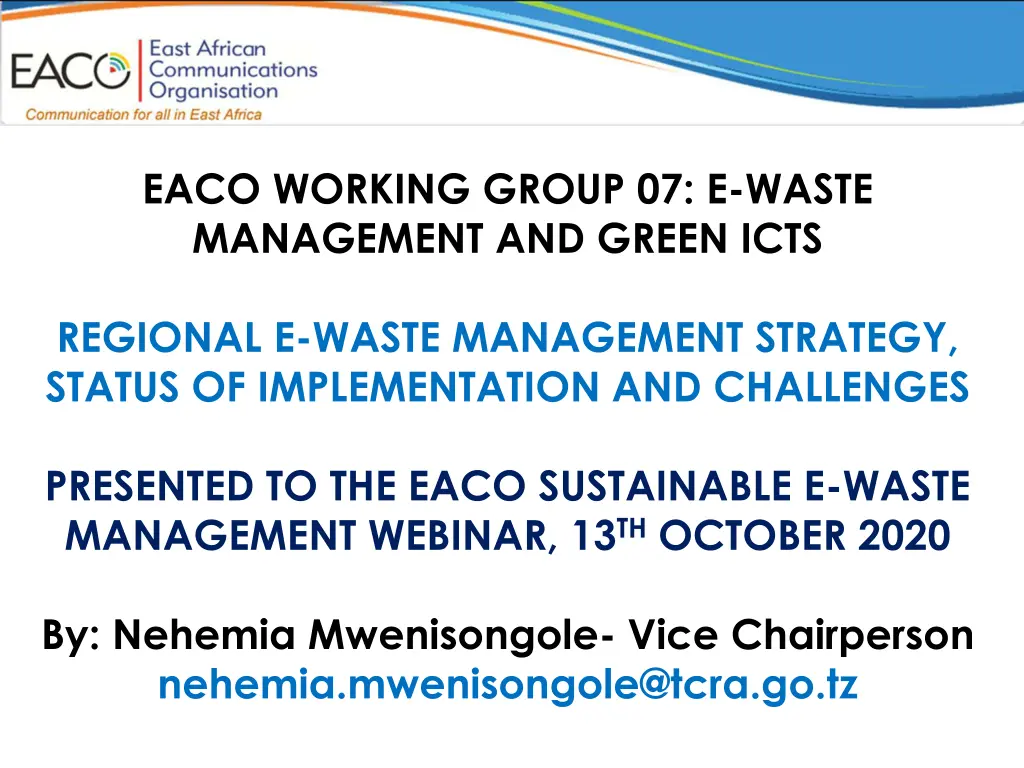eaco working group 07 e waste management n.w
