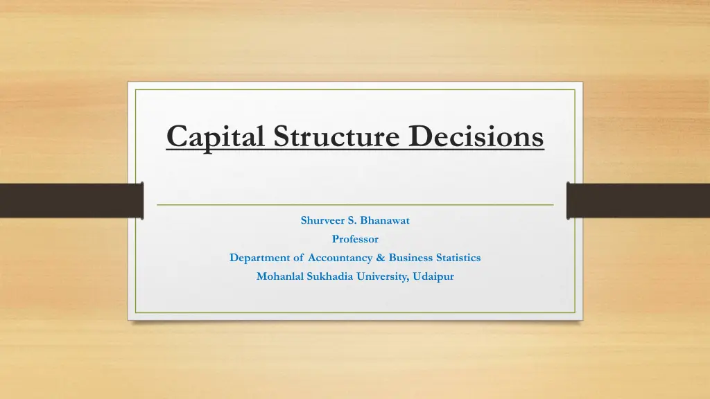 capital structure decisions n.w