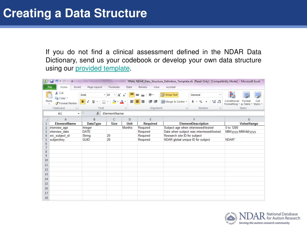 creating a data structure n.w