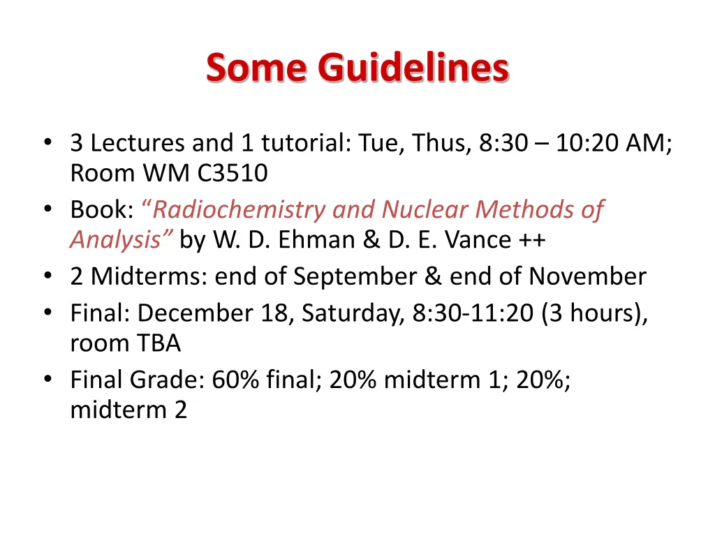 some guidelines n.w