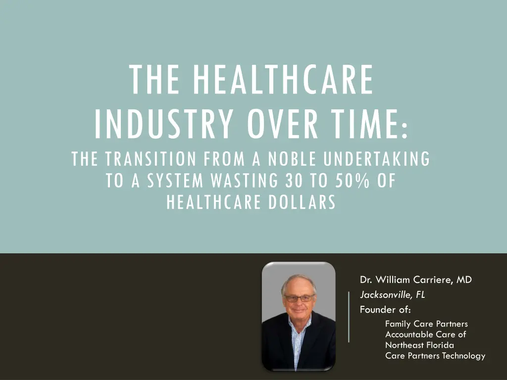 the healthcare industry over time the transition n.w