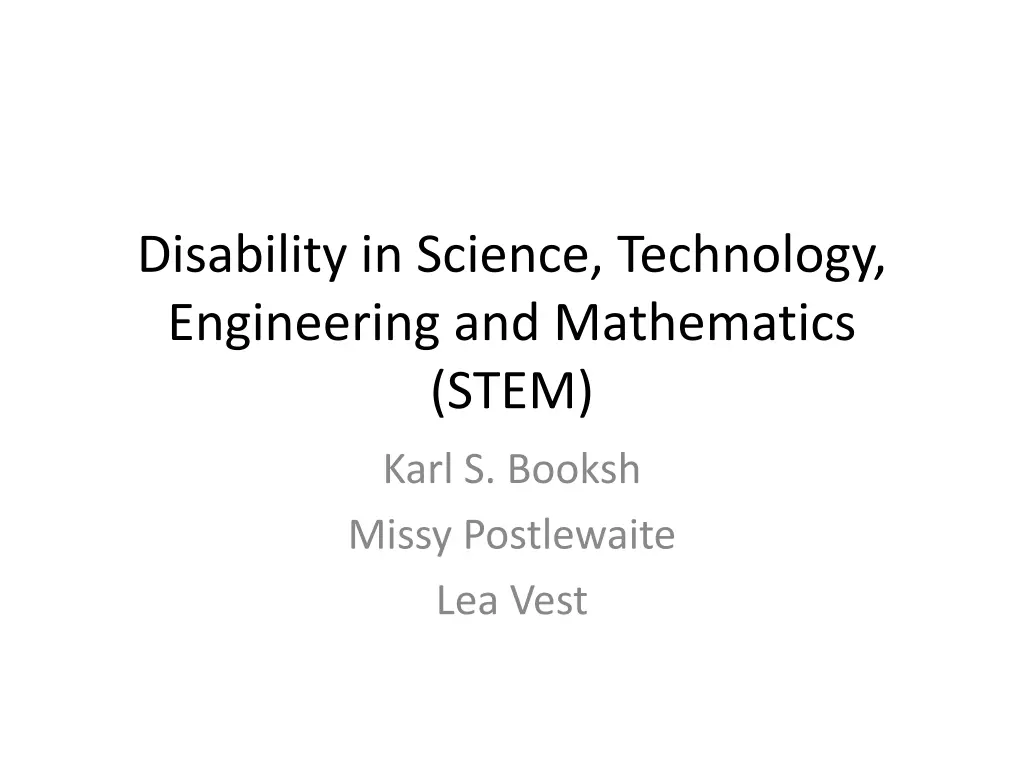disability in science technology engineering n.w