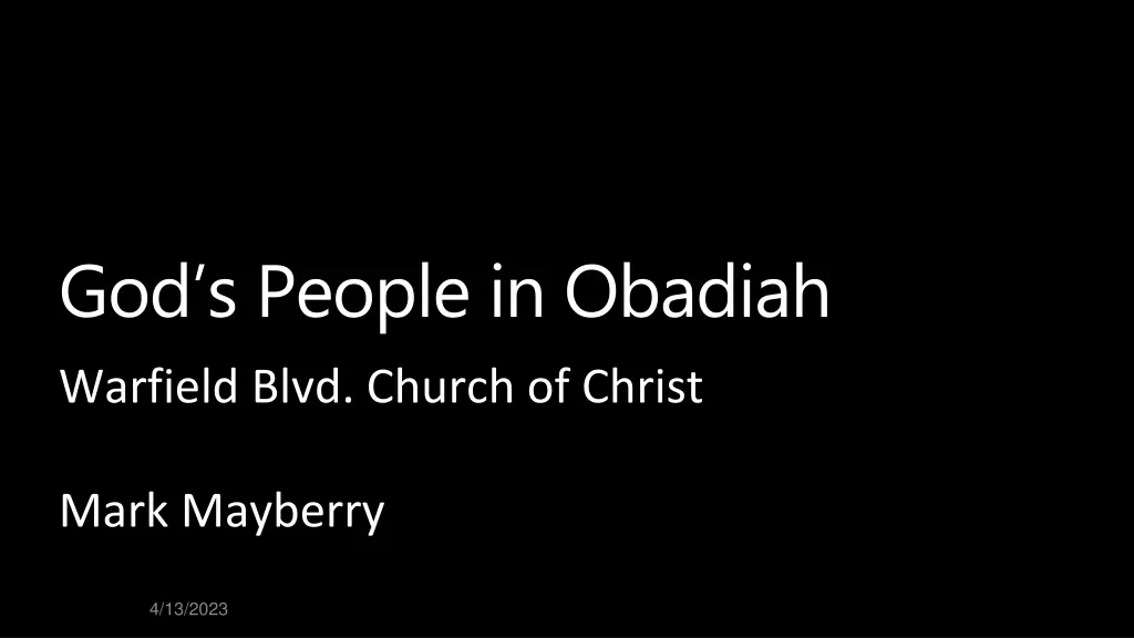 god s people in obadiah n.w