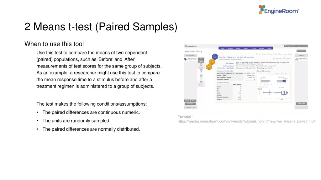 2 means t test paired samples n.w
