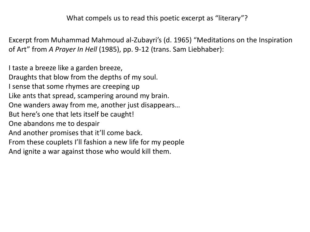 what compels us to read this poetic excerpt n.w