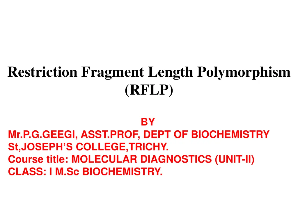 restriction fragment length polymorphism rflp n.w
