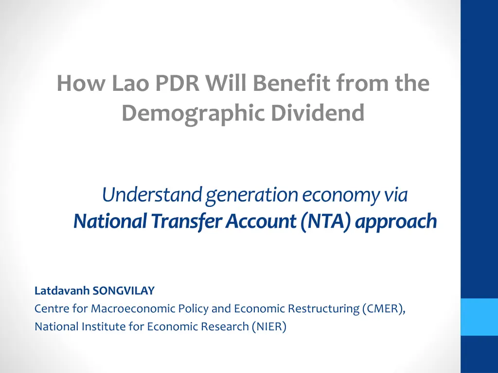 how lao pdr will benefit from the demographic n.w