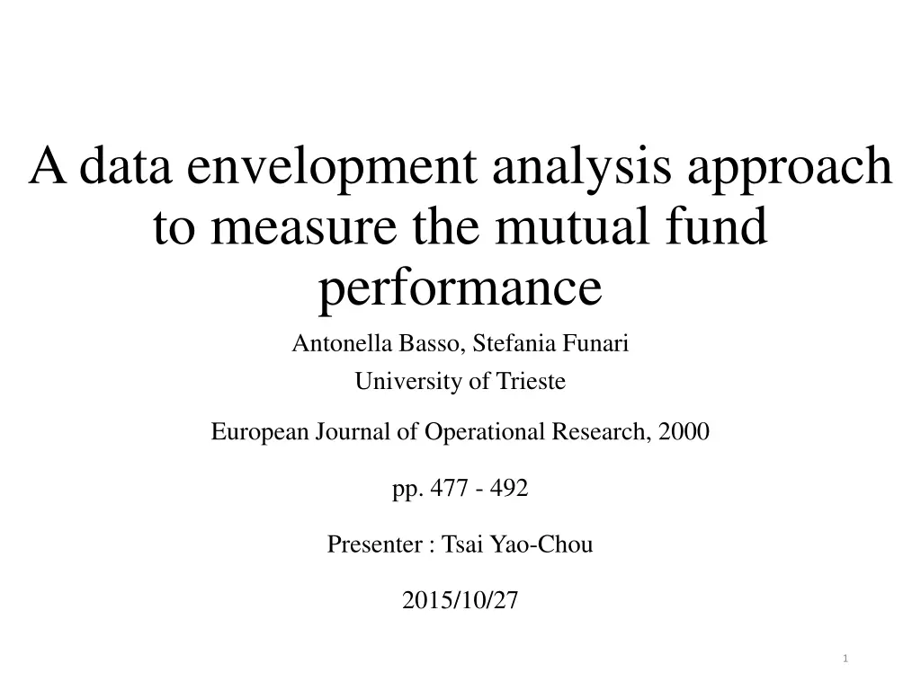 a data envelopment analysis approach to measure n.w