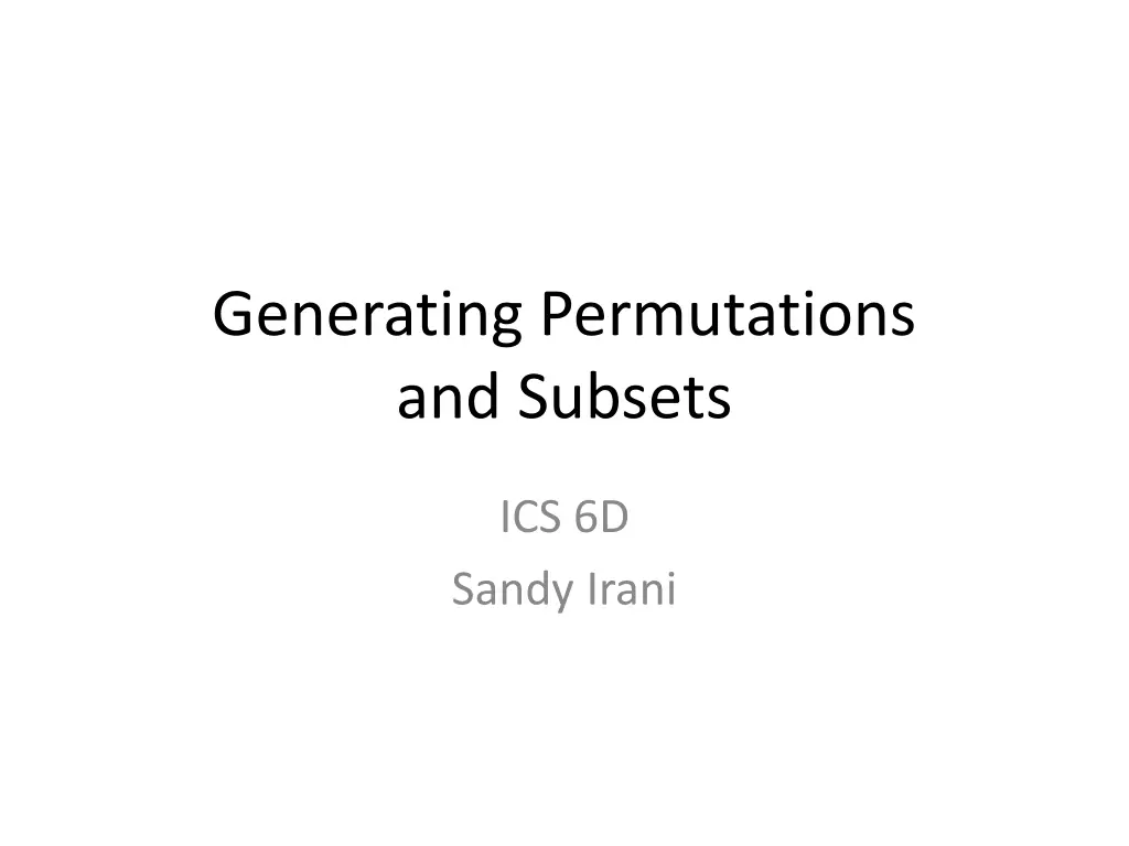 generating permutations and subsets n.w