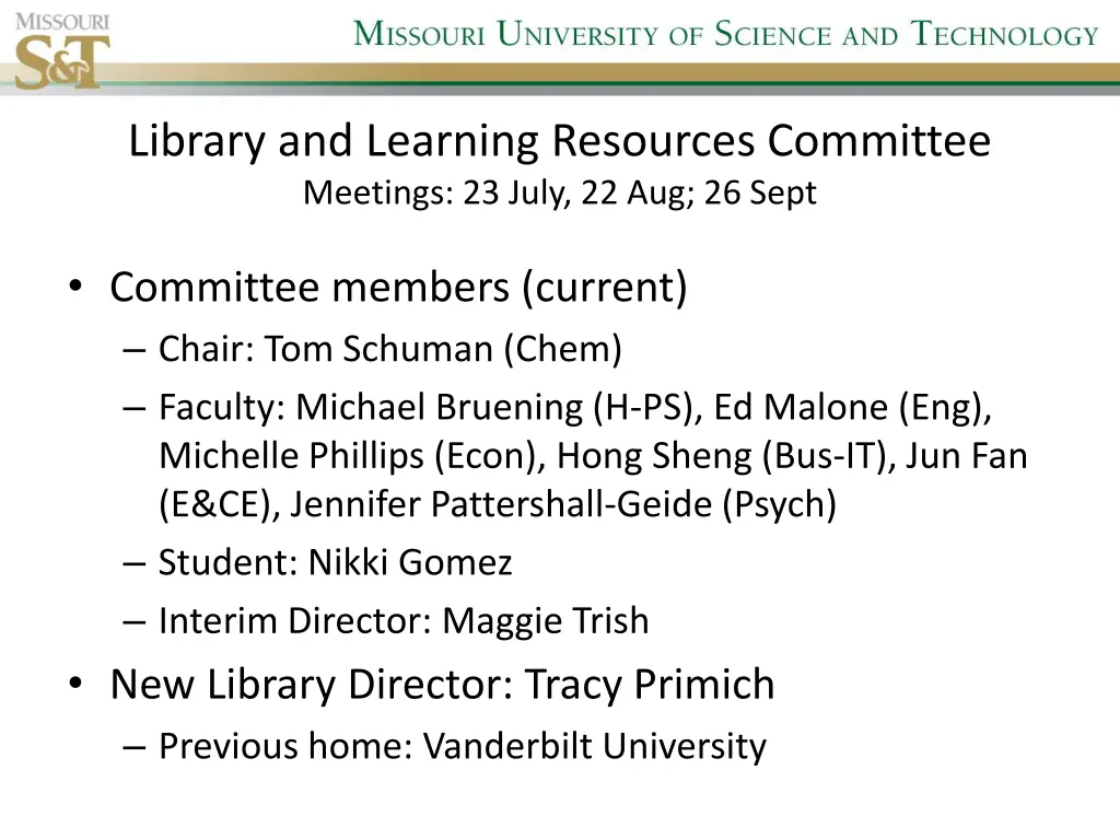 library and learning resources committee meetings n.w