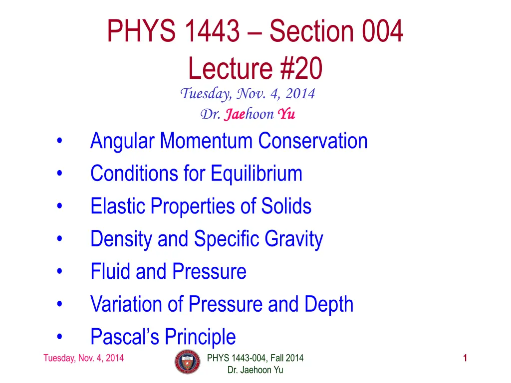 phys 1443 section 004 lecture 20 tuesday n.w
