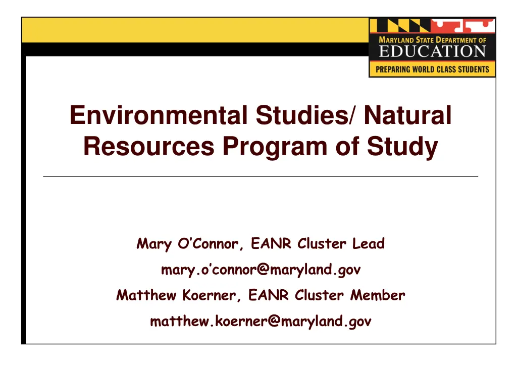 environmental studies natural resources program n.w