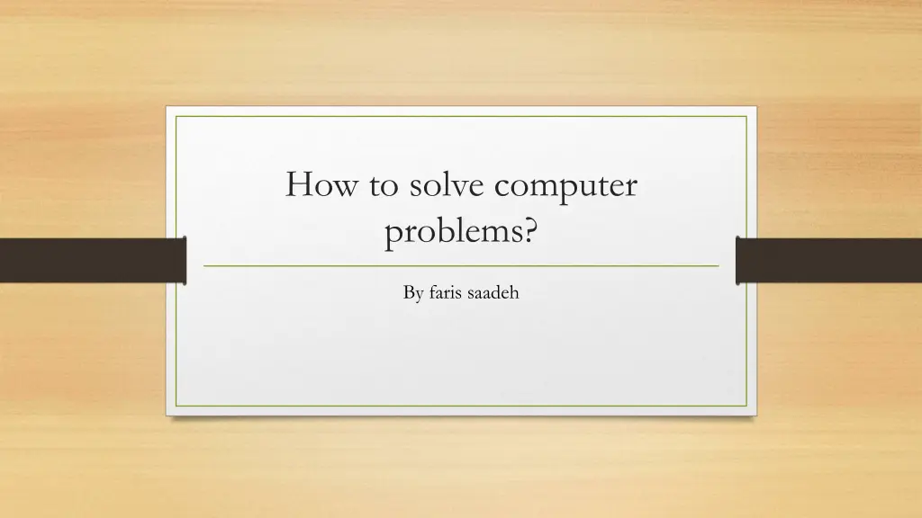 how to solve computer problems n.w