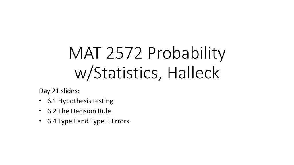 mat 2572 probability w statistics halleck n.w