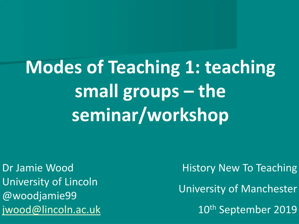 modes of teaching 1 teaching small groups n.w