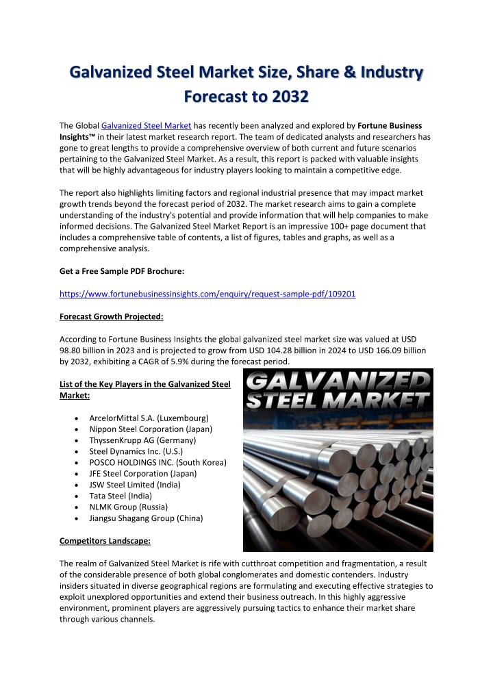 galvanized steel market size share industry n.w