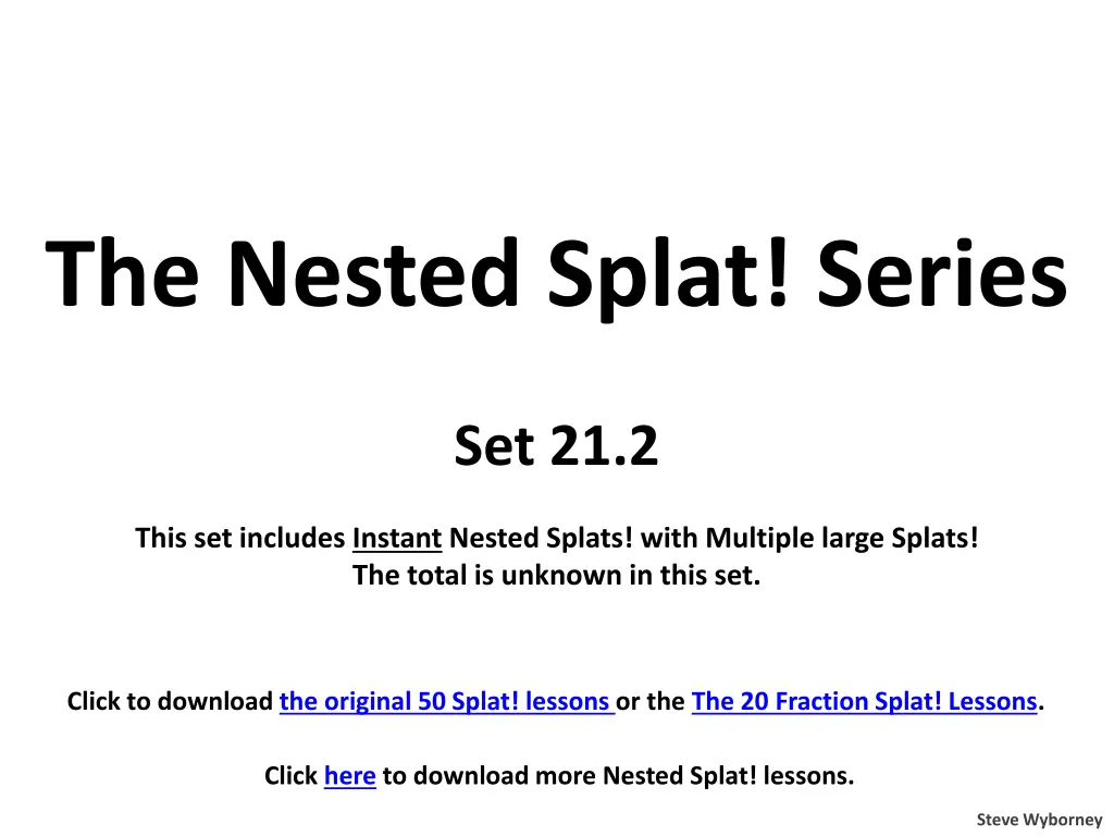 the nested splat series n.w