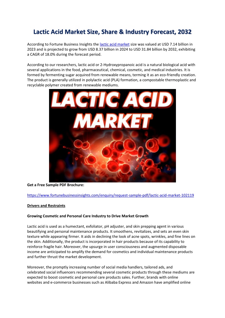 lactic acid market size share industry forecast n.w