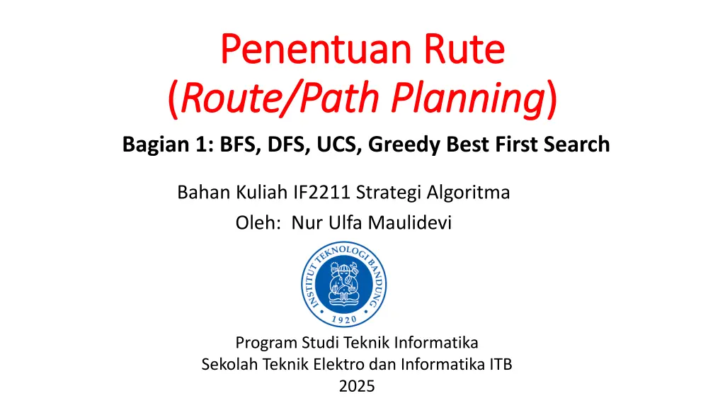penentuan penentuan rute route path planning n.w