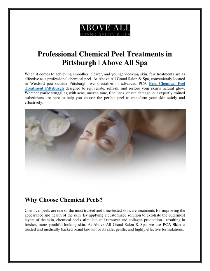 professional chemical peel treatments n.w