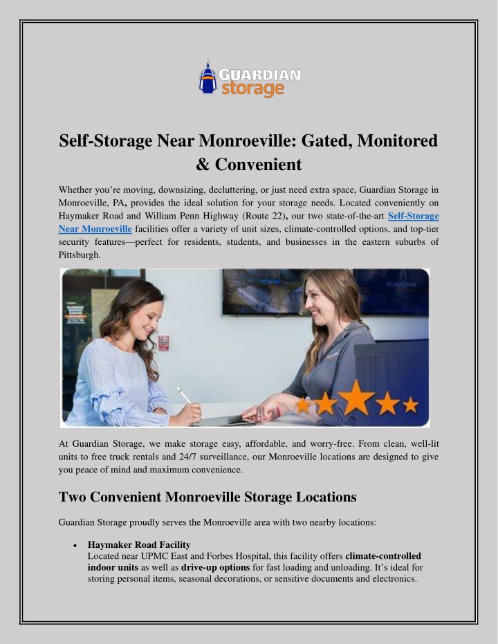 self storage near monroeville gated monitored n.w