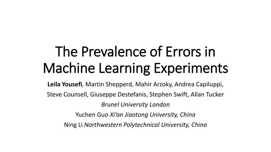 the prevalence of errors in the prevalence n.w