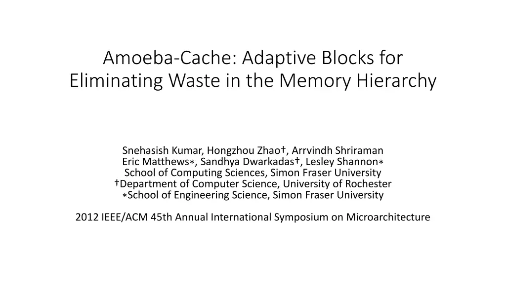 amoeba cache adaptive blocks for eliminating n.w