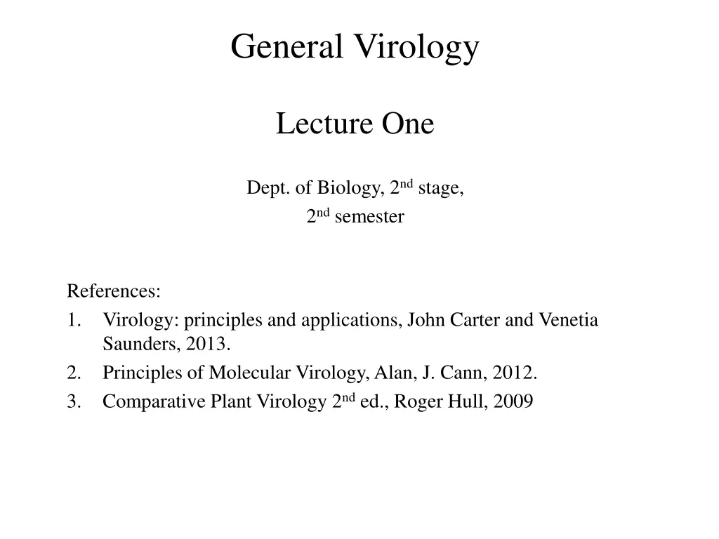 general virology n.w