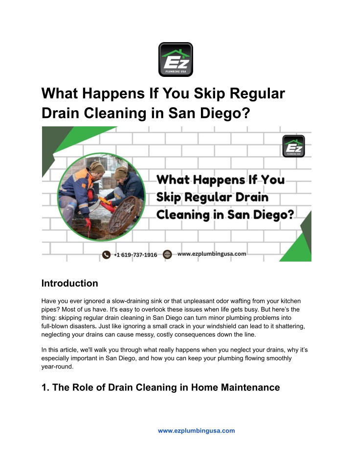 what happens if you skip regular drain cleaning n.w