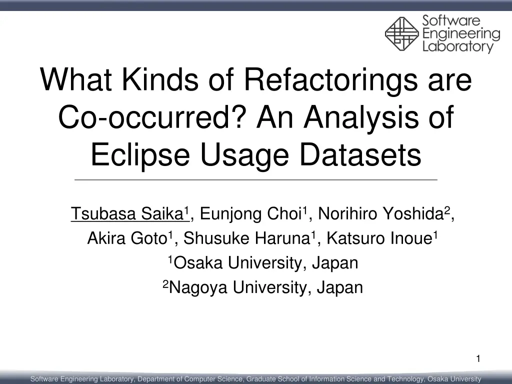 what kinds of refactorings are co occurred n.w