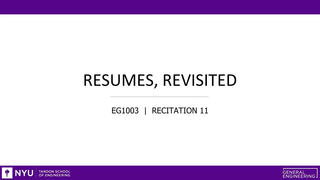 resumes revisited n.w