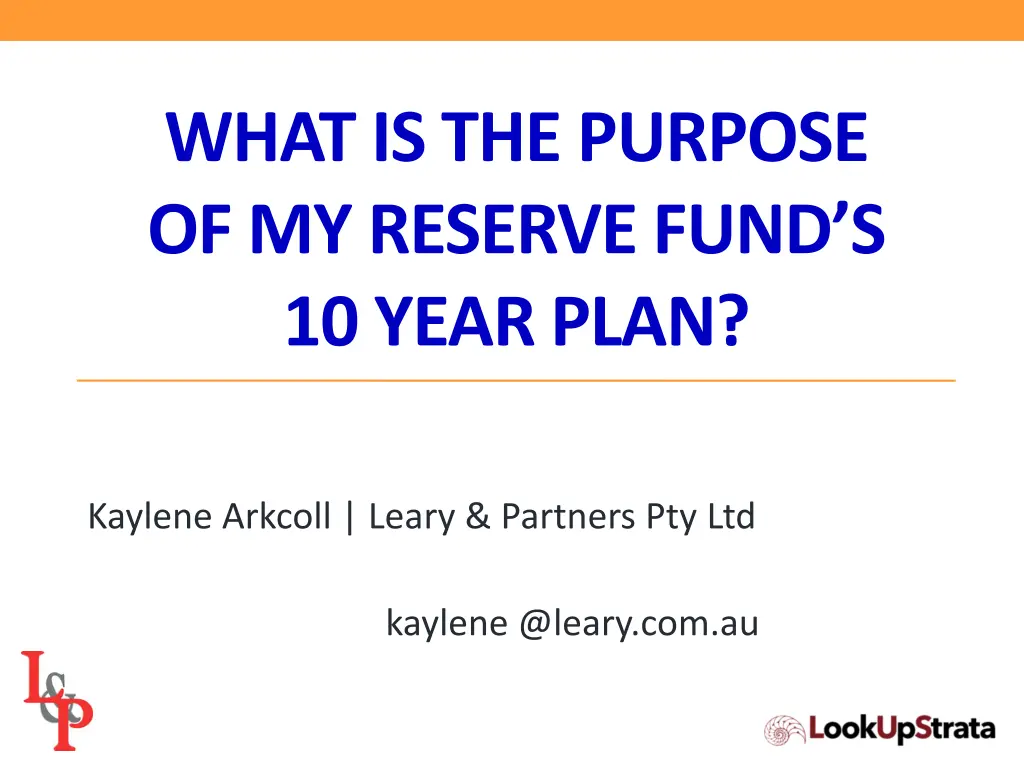 what is the purpose of my reserve fund s 10 year n.w