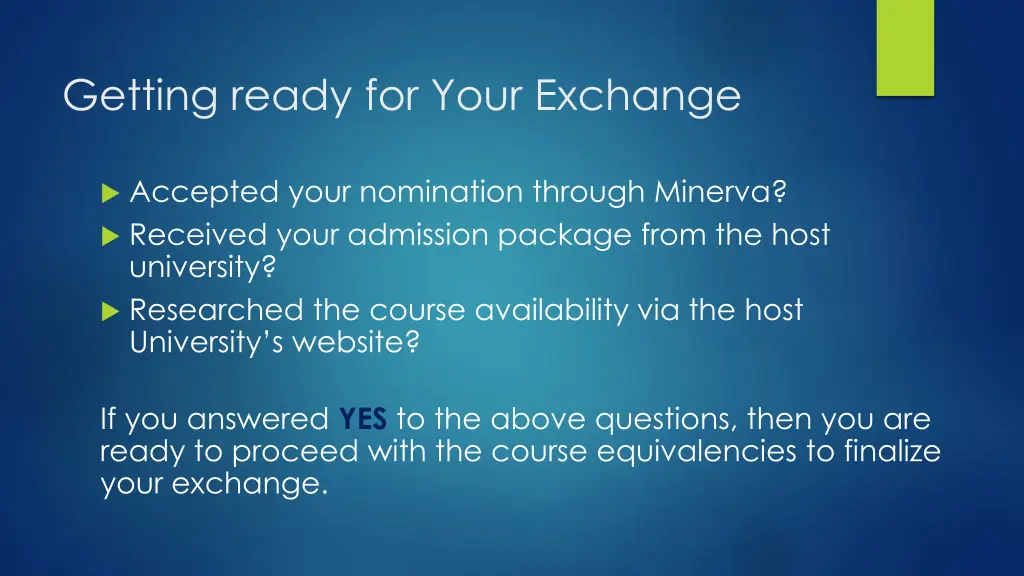 getting ready for your exchange n.w