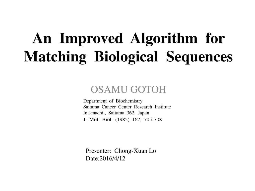 an improved algorithm for matching biological n.w