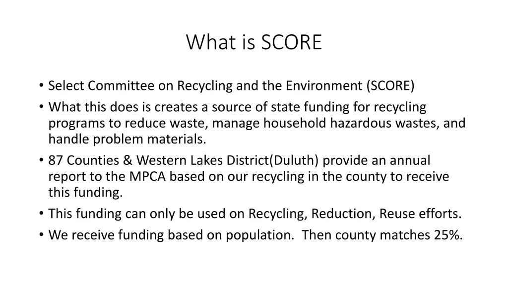 what is score n.w
