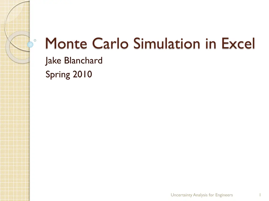 monte carlo simulation in excel jake blanchard n.w