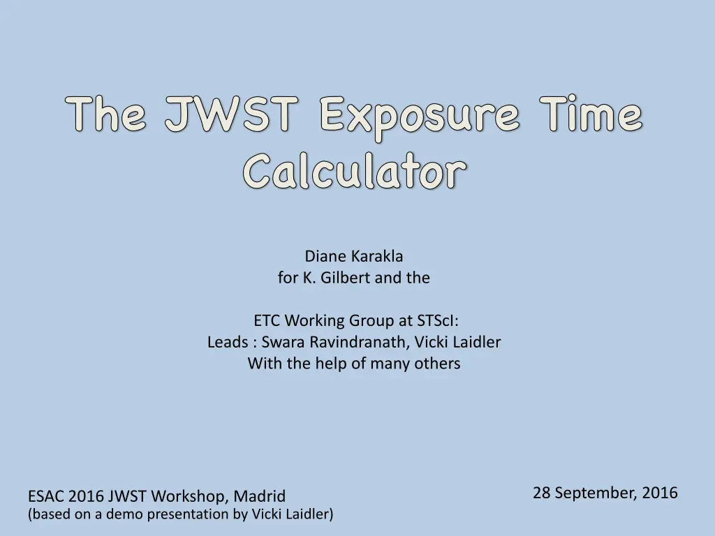 the j wst exposure time calculator n.w