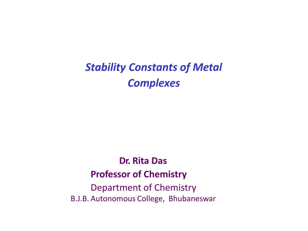 stability constants of metal complexes n.w
